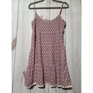 Olsenboye Women's L Red White High Heel Print Mini‎ Dress with Lace Trim